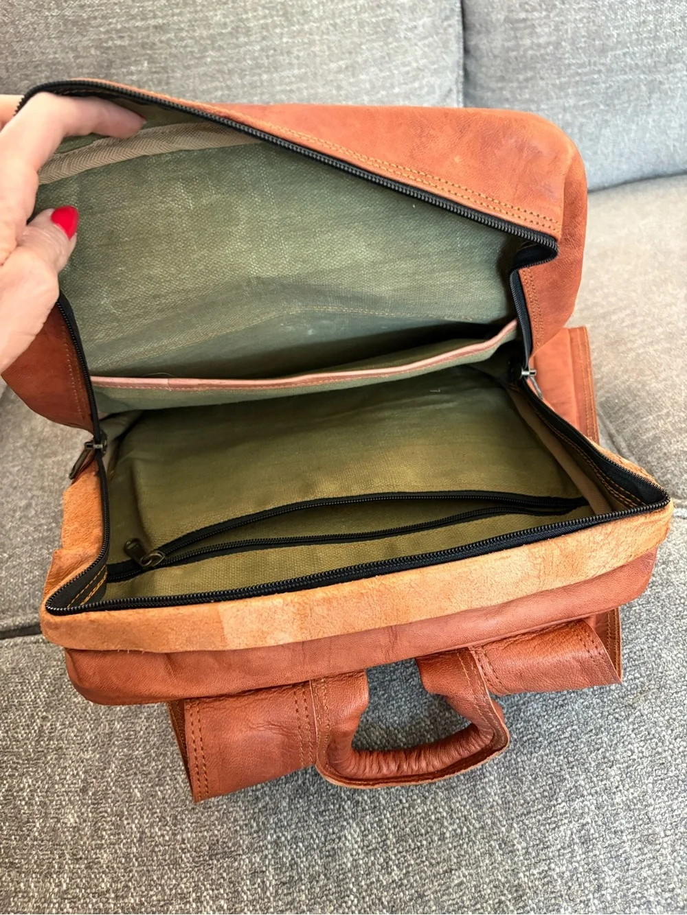 Genuine Leather Messenger Backpack